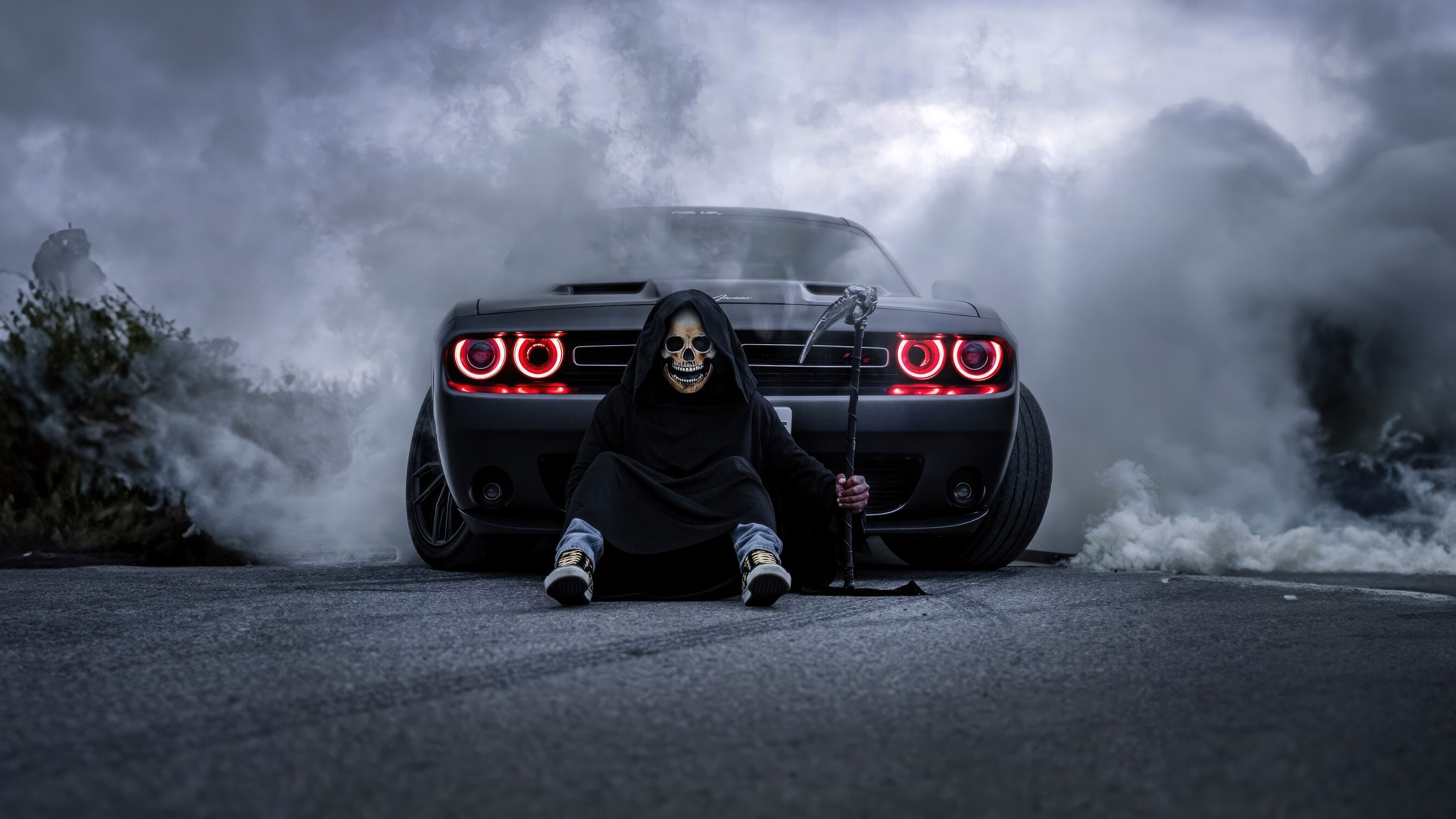 8356x4700 Dodge Challenger Reaper Rumbles On Wallpaper, HD Cars Wallpaper, 4k Wallpaper, Image, Background, Photos and Picture