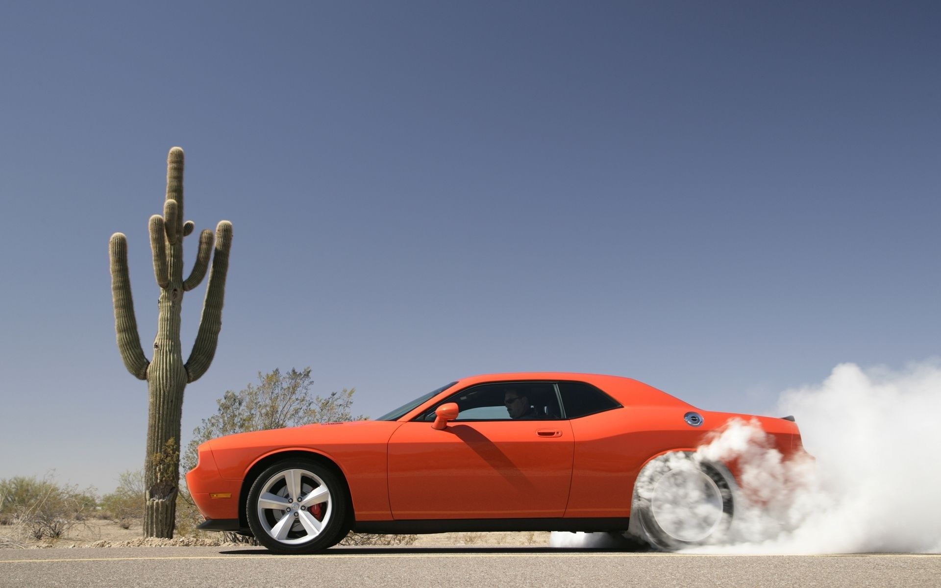 1920x1200 Desktop wallpaper: Dodge Challenger, Vehicles, Dodge Challenger Srt Burnout, Car, Dodge, Orange Car, Smoke 4K free download for PC. 273310