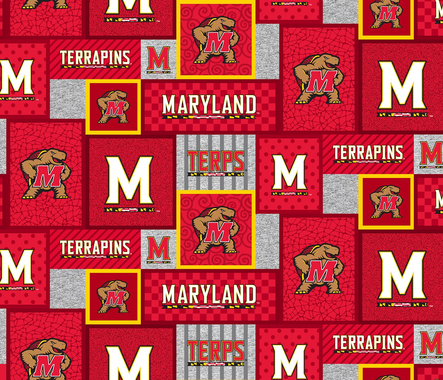 1440x1234 Sykel Enterprises University Of Maryland Fleece Fabric Maryland Terps College Patch Fleece Blanket Fabric Sold By The Yard