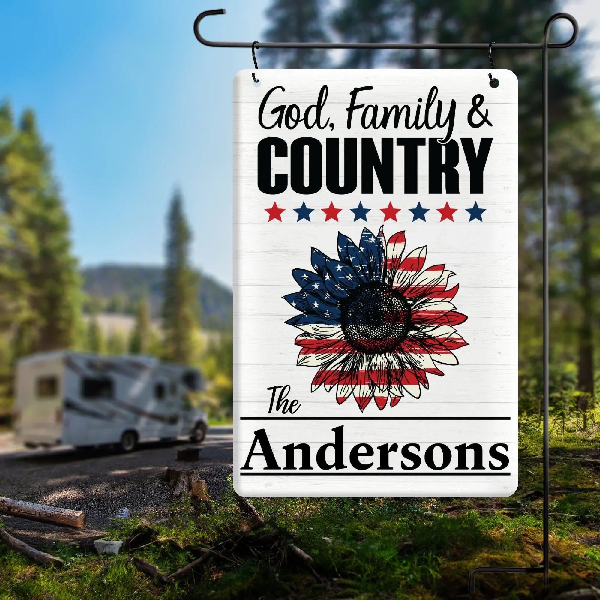 2000x2000 Sign Only Personalized God Family Country Metal Garden Flag