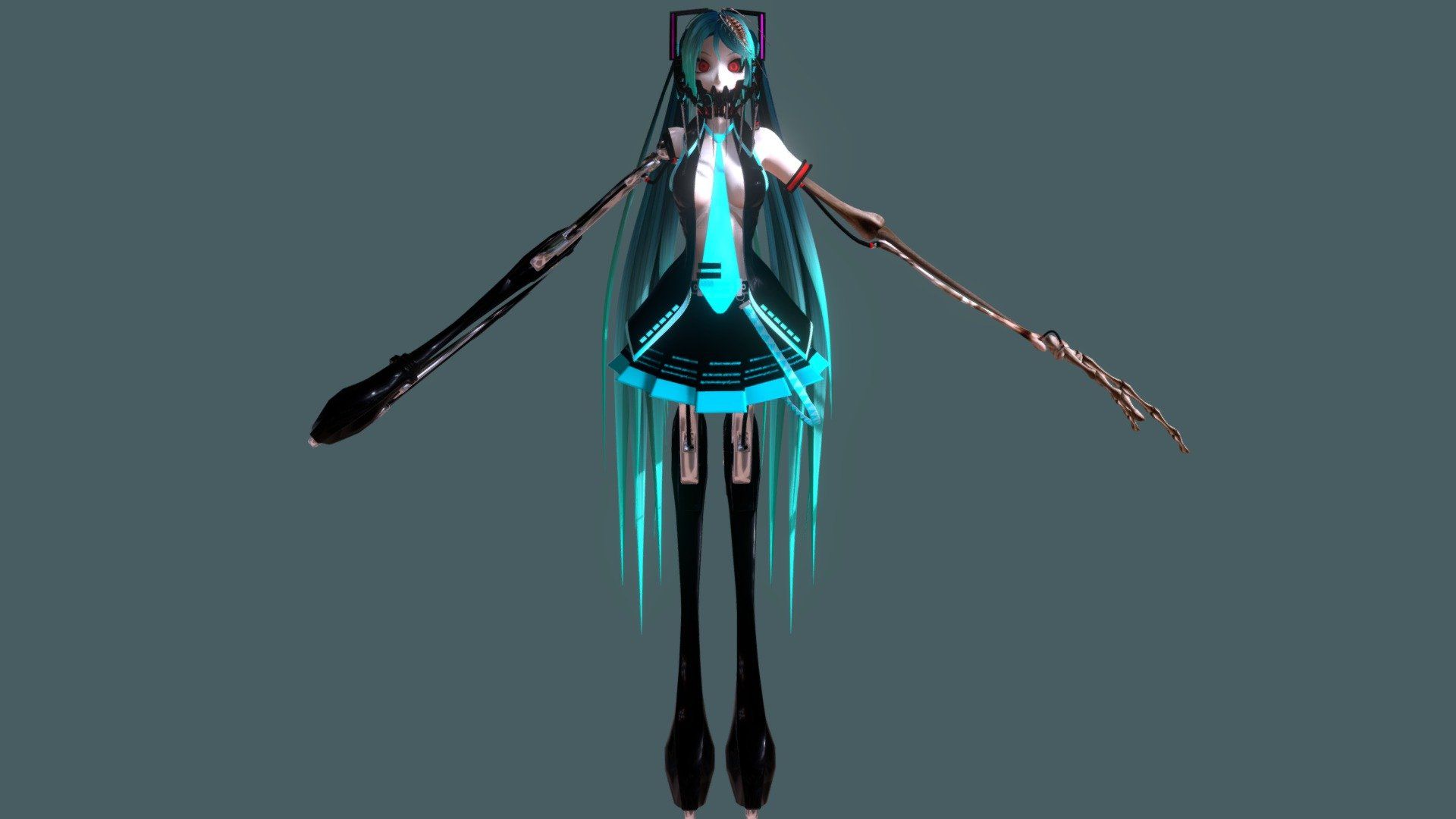 1920x1080 Miku Calne Ca Half Human (With Bones) Free 3D model by zHairezt [749886a]