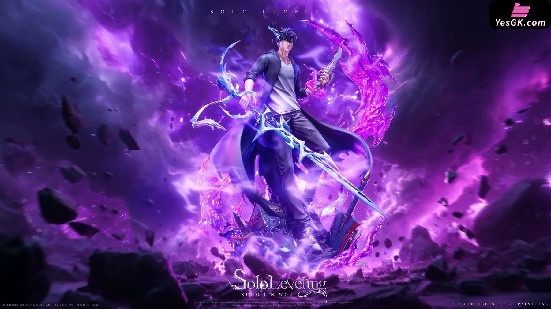 1800x1009 Solo Leveling Shadow Monarch Sung Jin Woo Awakening Form GK Statue Studio [Pre Order]