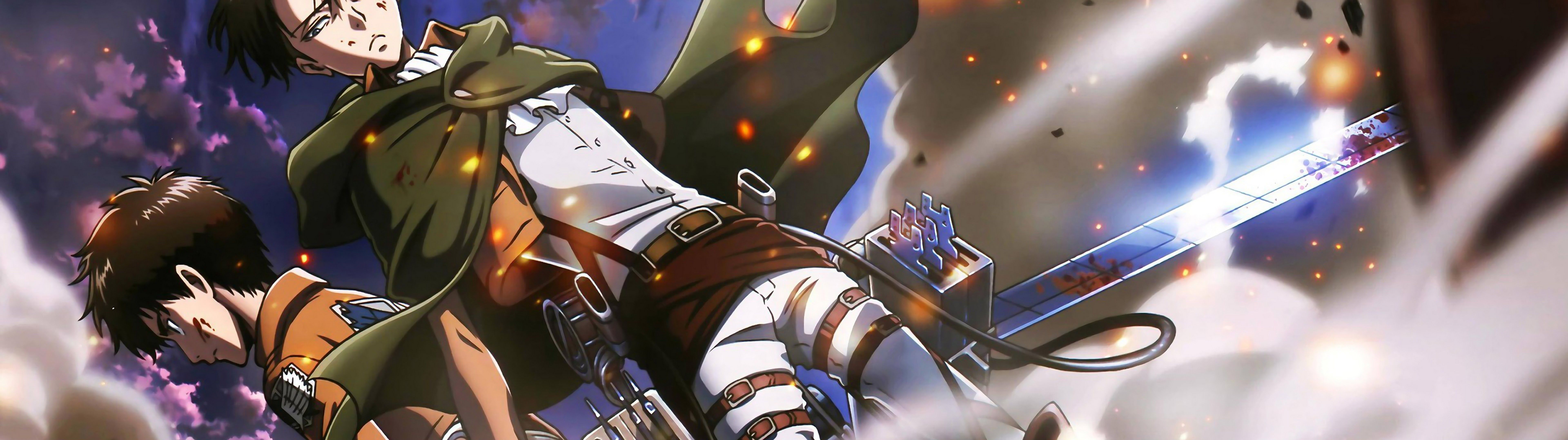 7680x2160 Attack On Titan Dual Monitor Wallpaper