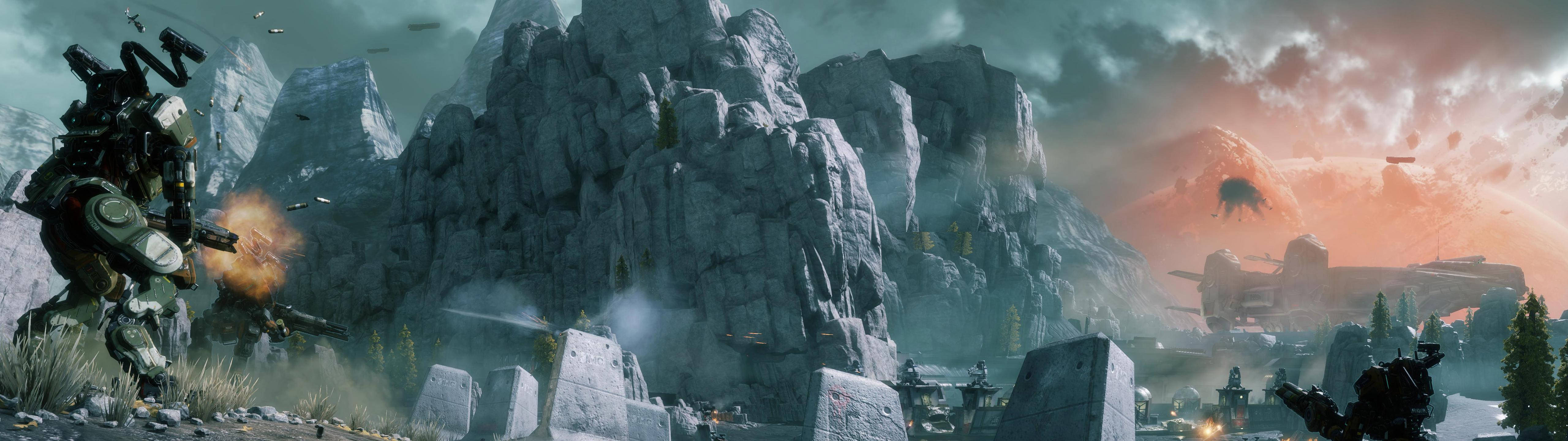 5120x1440 Download 5120x1440 Game Titanfall 2 Robots Shooting Wallpaper