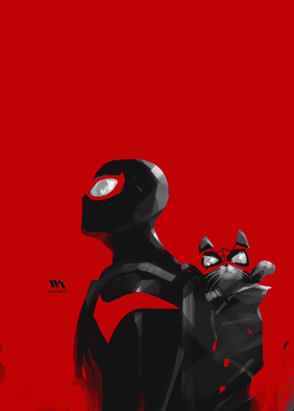1000x1400 Huy Dinh Cat & Miles Morales Spider Man Background Series