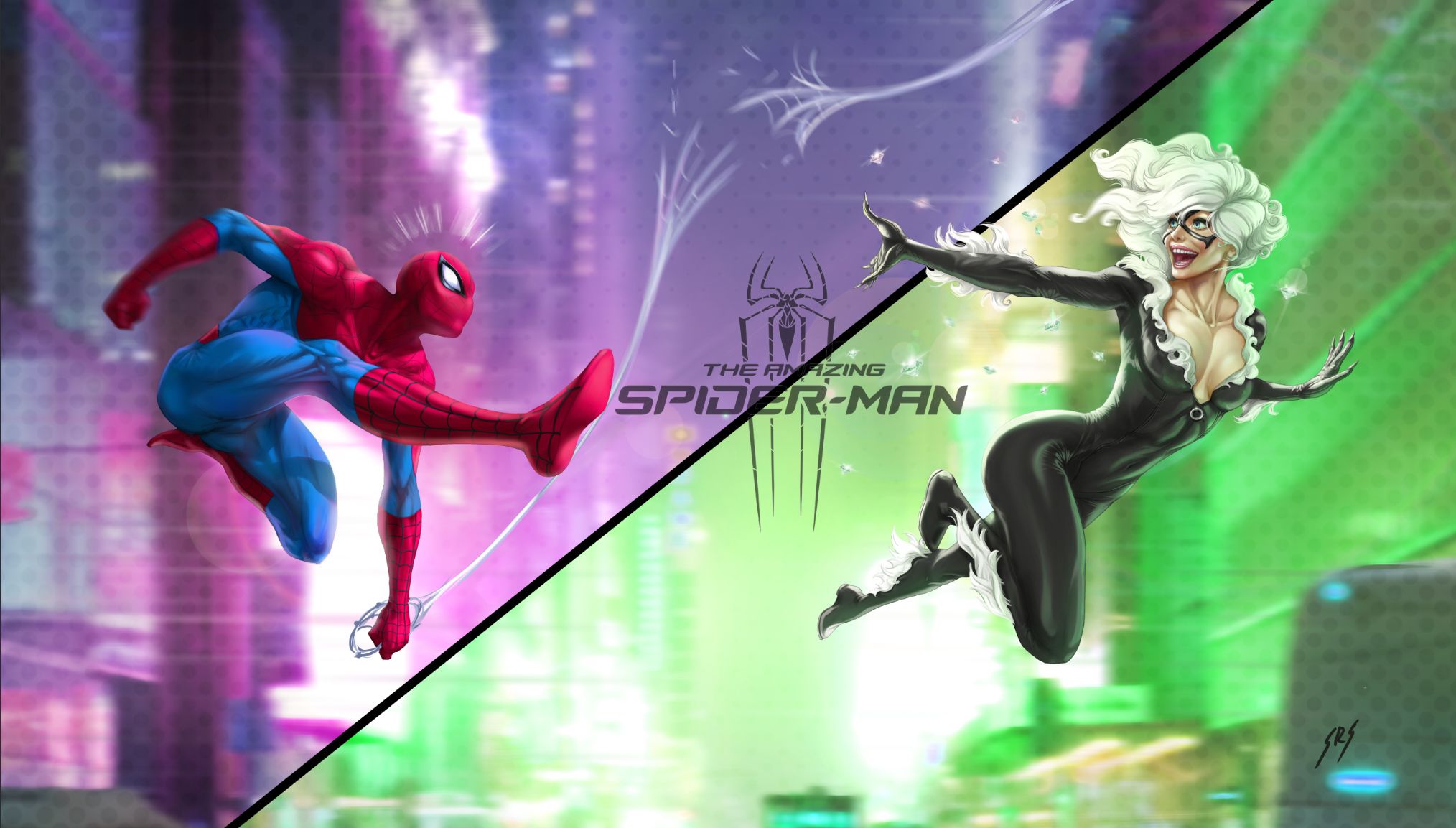 2028x1153 Black Cat And Spiderman Art Wallpaper, HD Superheroes Wallpaper, 4k Wallpaper, Image, Background, Photos and Picture