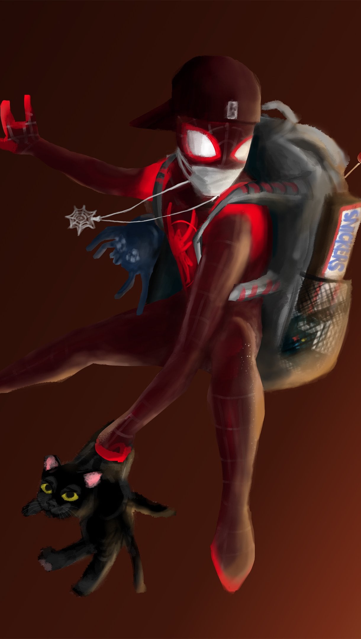 1220x2160 Spider Man saving cat Wallpaper 4K for iPhone and Mobile Phone