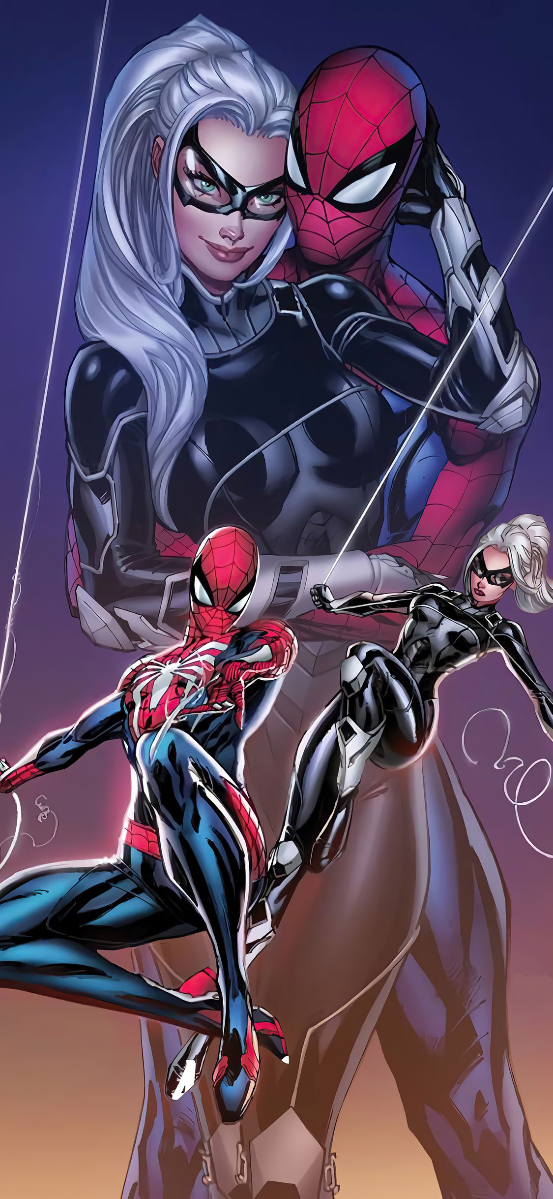 1125x2436 Black Cat And Spider Man iPhone XS, iPhone iPhone X , HD 4k Wallpaper, Image, Background, Photos and Picture