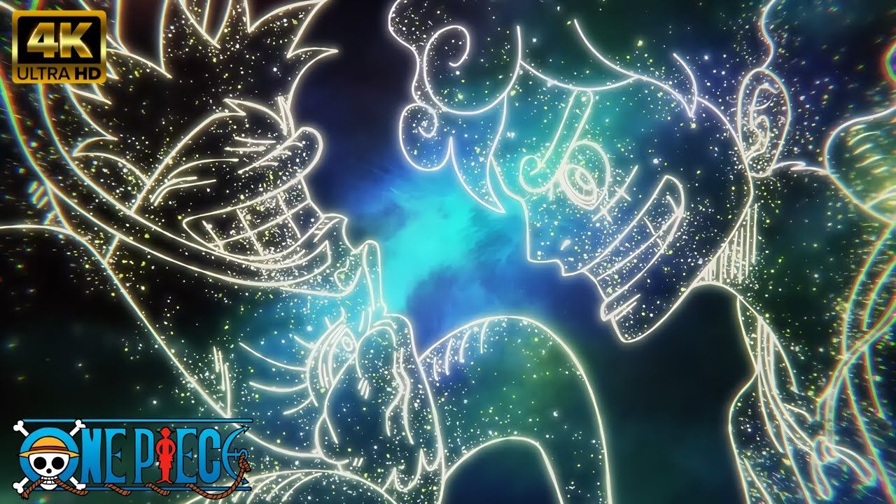 1280x720 [4k One Piece ep.1075. Luffy Gear 5 Bajrang Gun Vs Kaido Flaming Torch