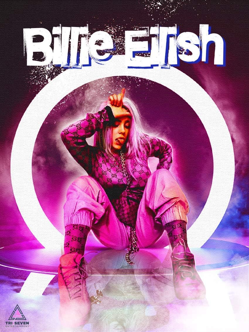 850x1133 Mural Wallpaper Wall Sticker Billie Eilish Poster Pink Wall Art