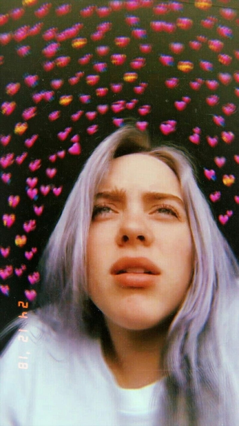 800x1422 Billie Eilish, bad guy, billie eilish, corazones, love, HD phone wallpaper