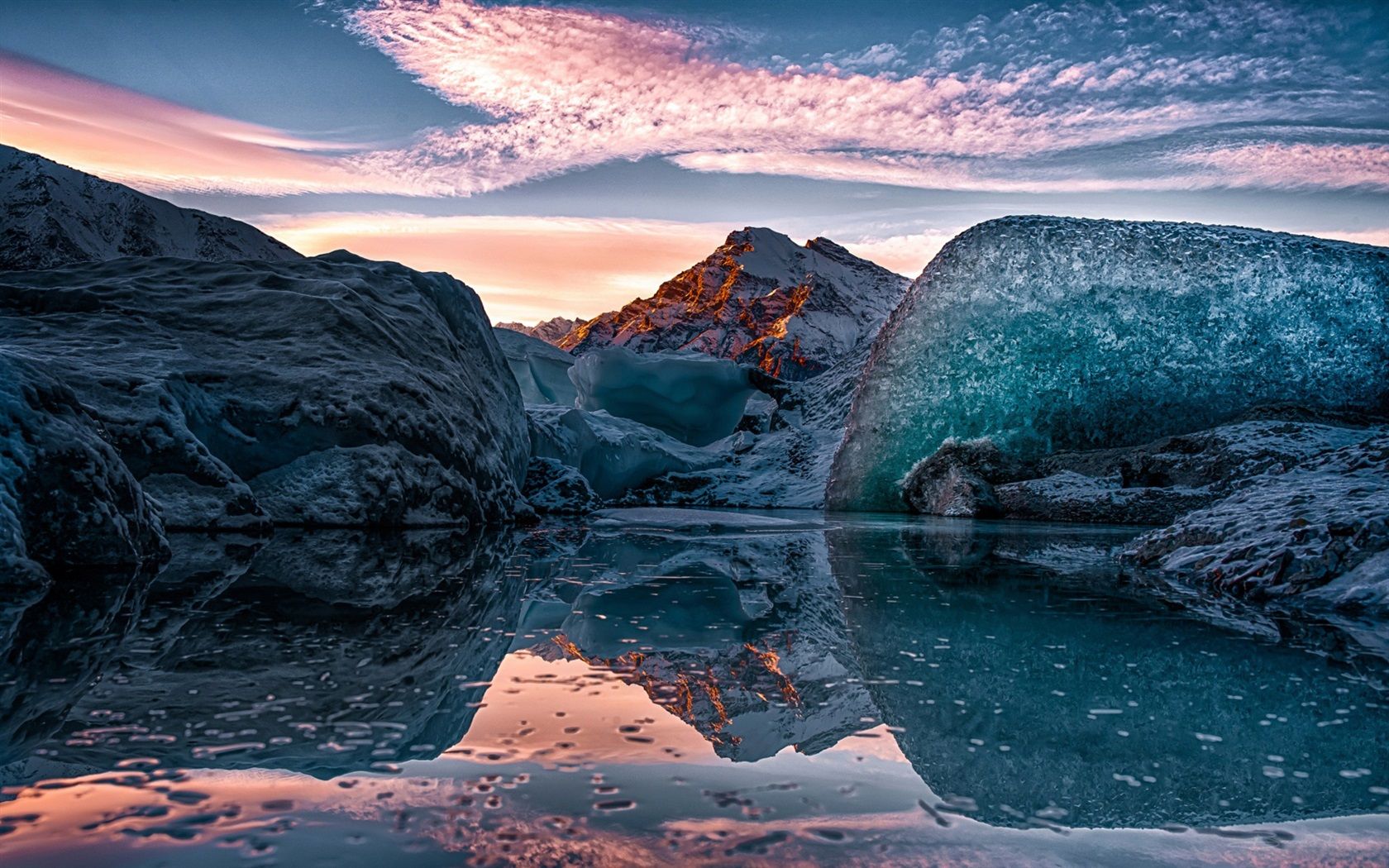 1680x1050 Wallpaper Alaska, lake, ice, sky, mountains, winter 1920x1200 Picture, Image