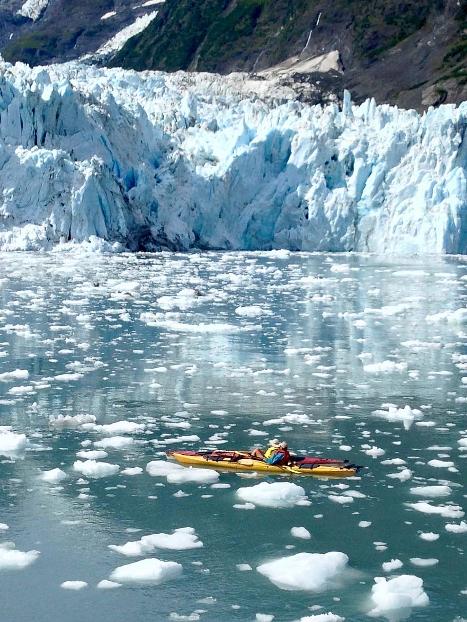 910x1213 HD wallpaper: glacier, kayak, alaska, ice, water, cold temperature, adventure