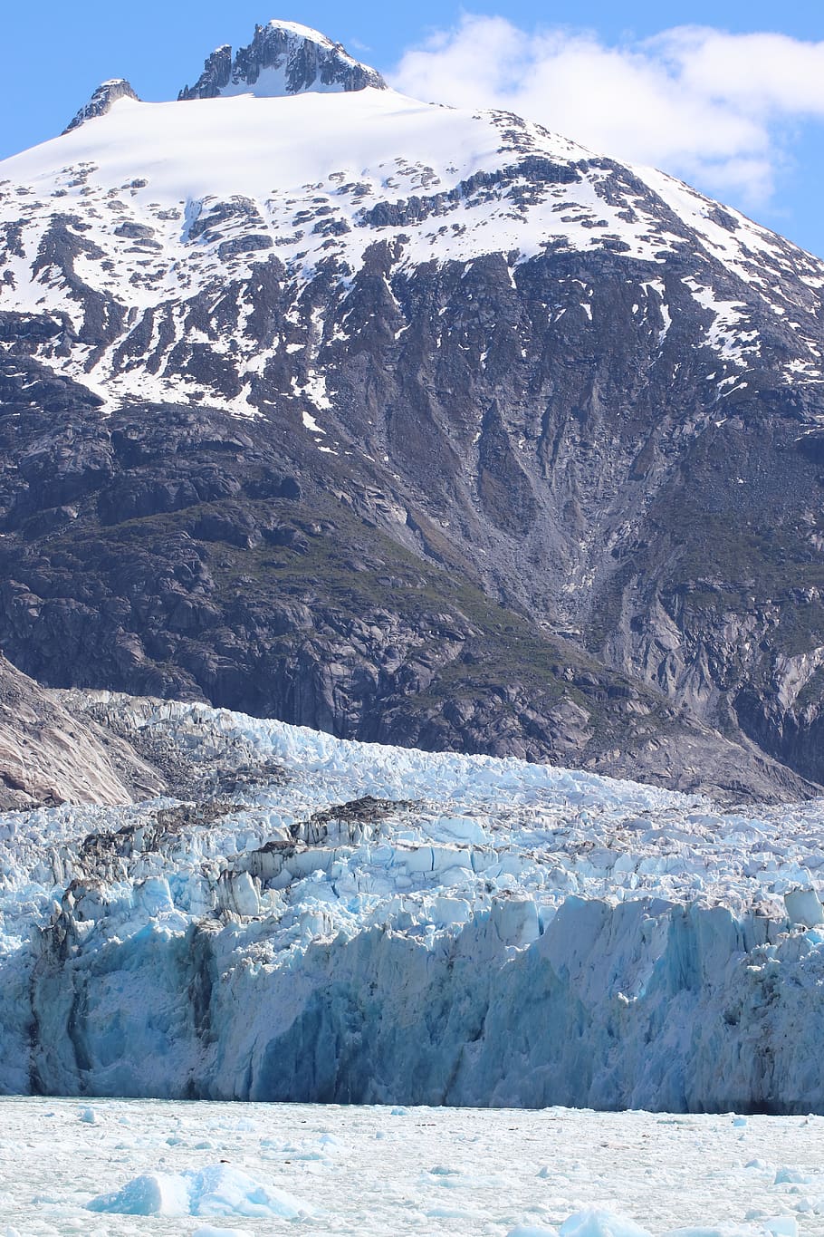 910x1365 HD wallpaper: mountain, ice, glacier, dawes, alaska, snow, water, brown, blue