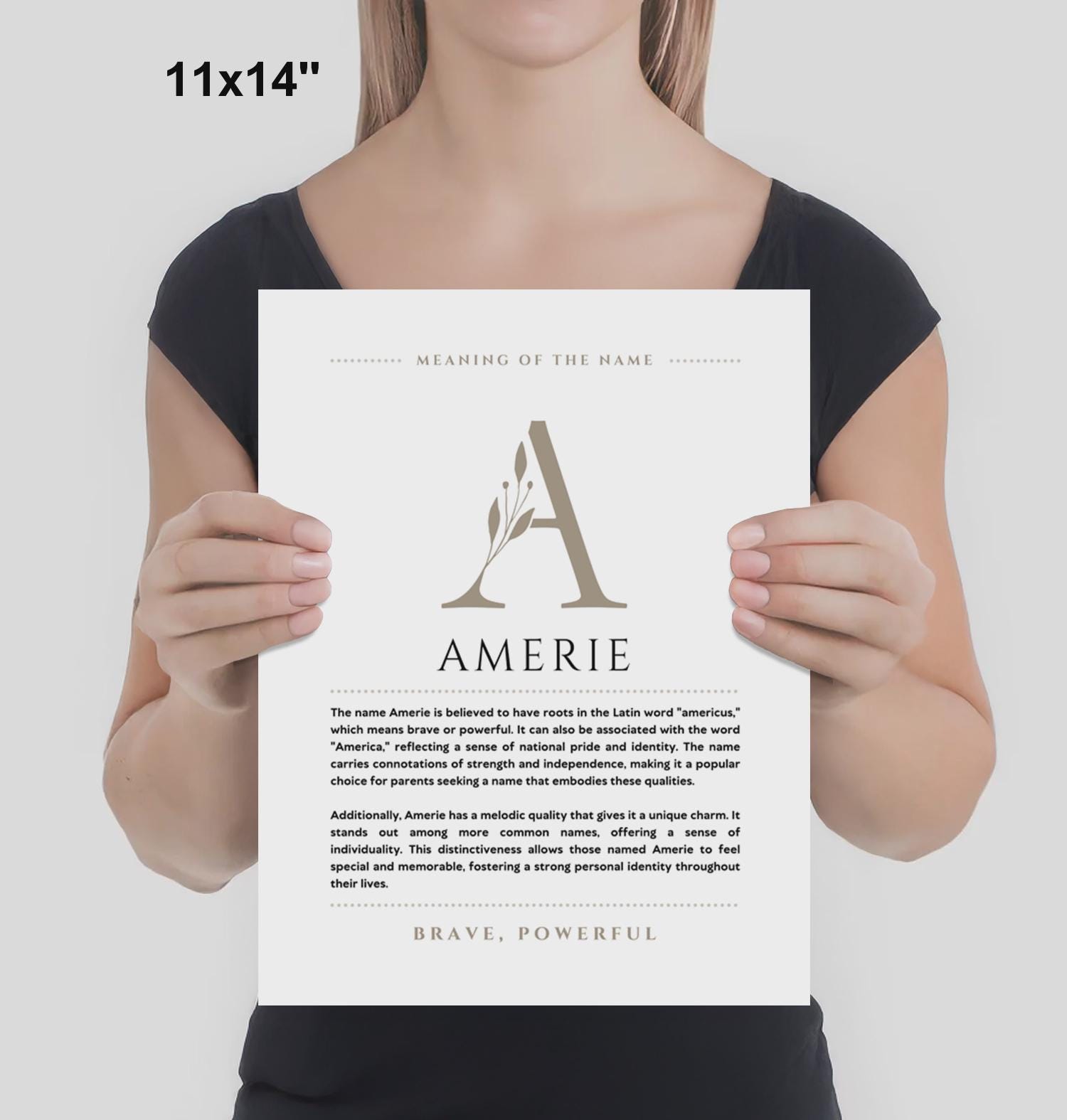 1500x1575 Amerie Name Meaning Wall Art Amerie Name Origin Print Nursery Decor, Baby Baptism Gift, PRINTED Name Meaning Poster, Framed Name Art