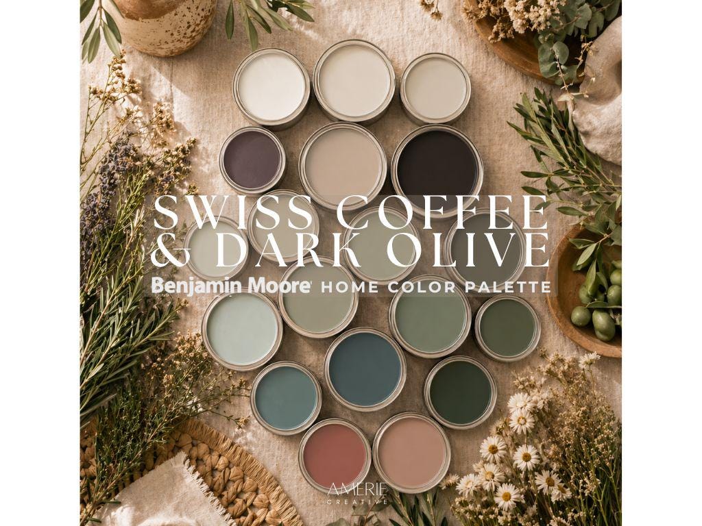 1024x768 Swiss Coffee Benjamin Moore Dark Olive Green. Whole House Paint Color Palette Earthy Neutral Paint Colors Olive Green Teal Terracotta Paint