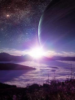 240x320 Download wallpaper 240x320 planet, landscape, flash, shine, alien old mobile, cell phone, smartphone HD background
