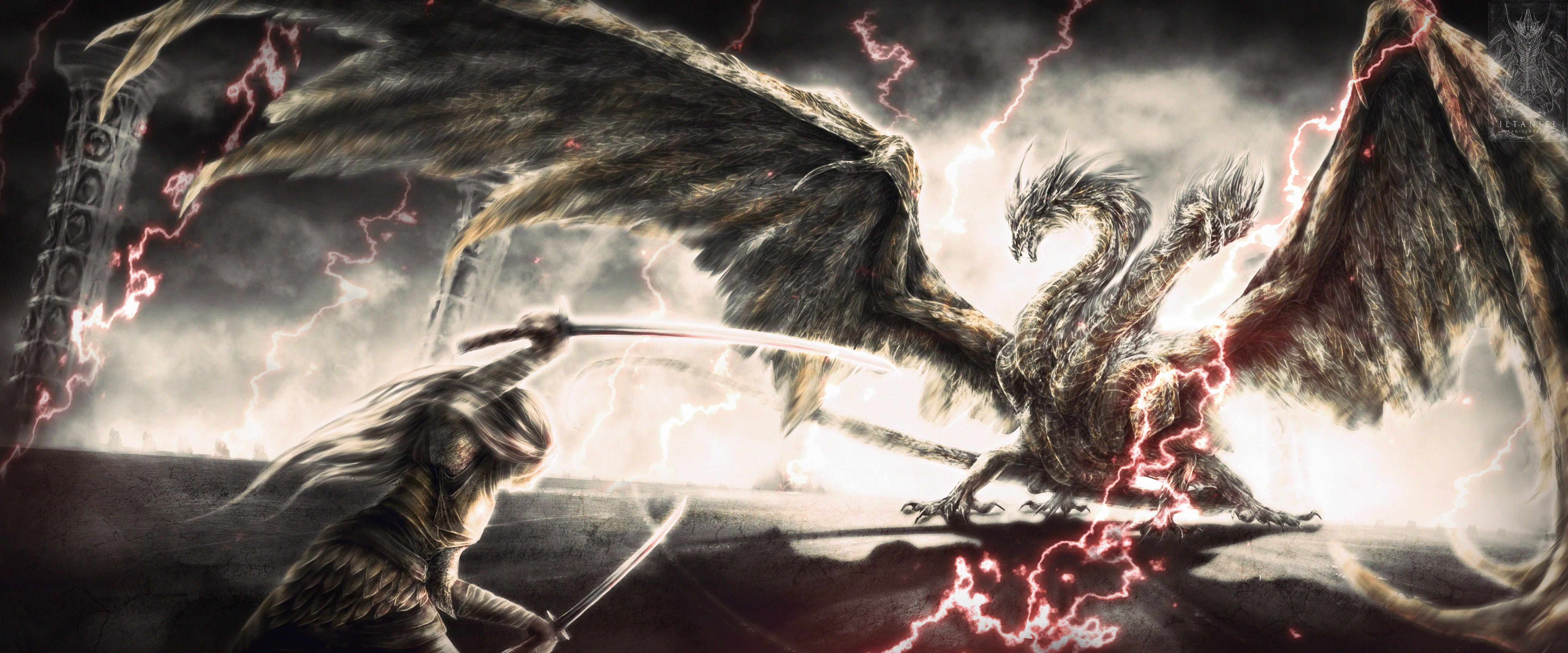 5760x2400 The Tarnished and the Dragonlord Placidusax,