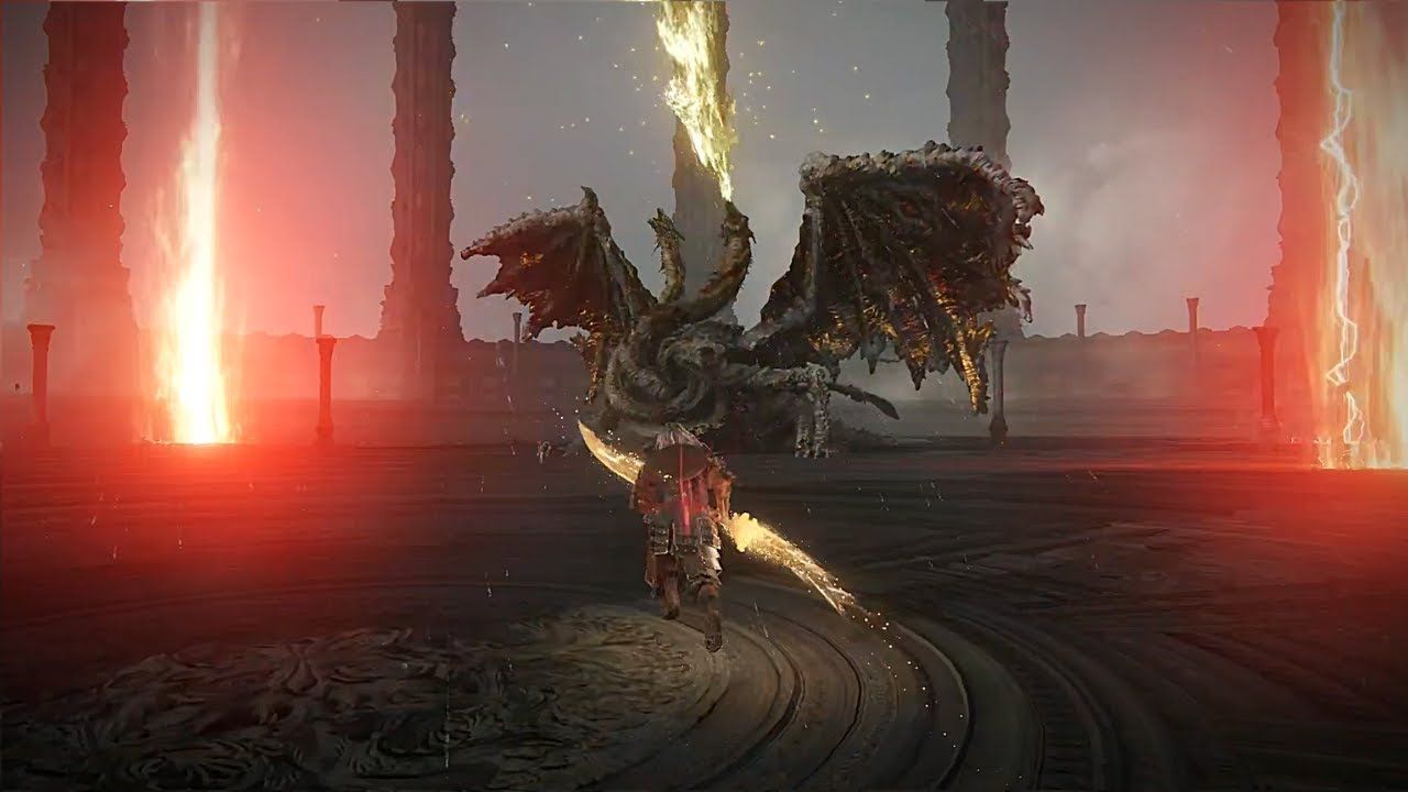 1280x720 Elden Ring: Dragonlord Placidusax Cinematic Boss Fight (No HUD No Hit)