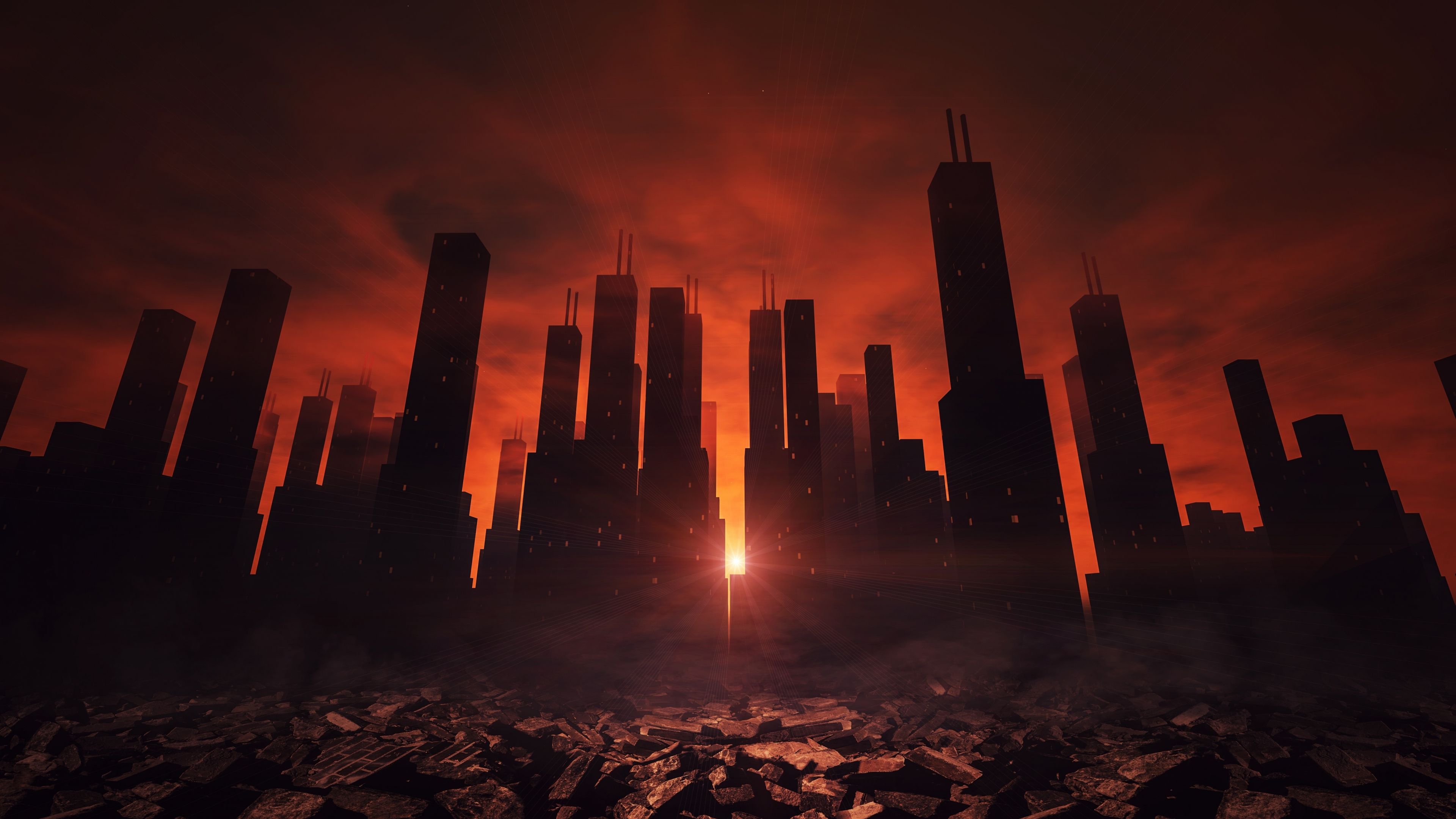 3840x2160 Red City 4k Wallpaper