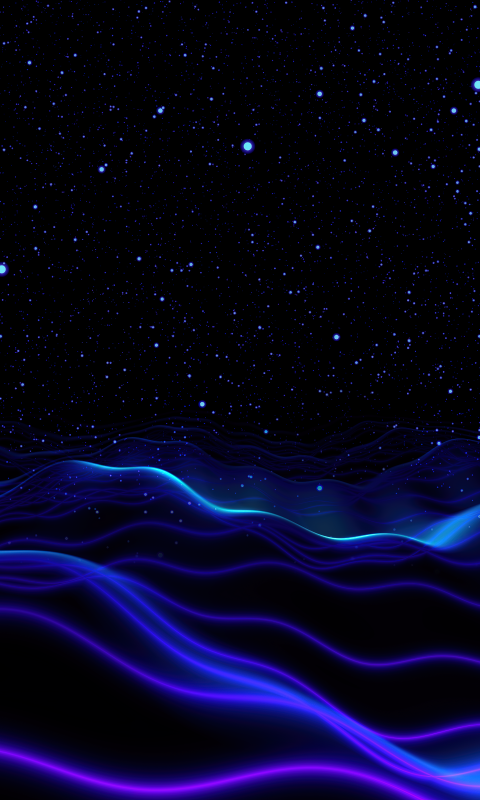 480x800 Night sky Wallpaper 4K, Surreal, Blue waves, Digital Art
