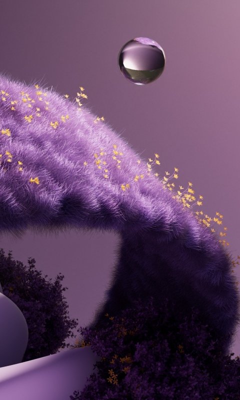 480x800 Purple aesthetic Wallpaper 4K, Grass, Dreamlike, Water droplets