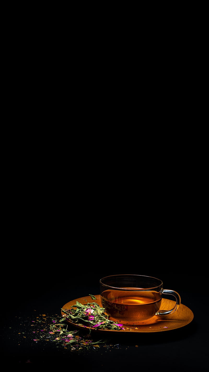 800x1422 Black Tea, drink, leaves, flowers, cup, food, black tea, background, HD phone wallpaper