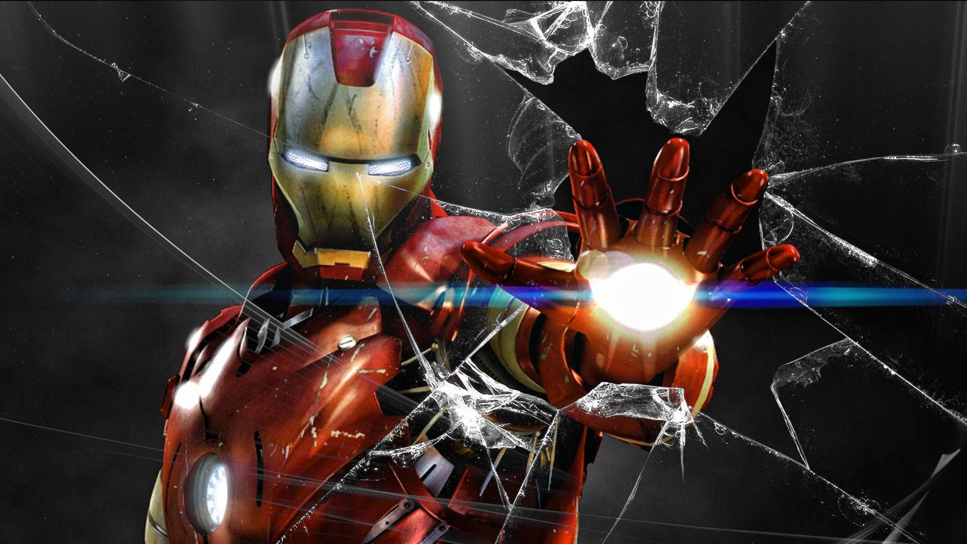 1920x1080 Download Iron Man Logo Shattered Glass Wallpaper