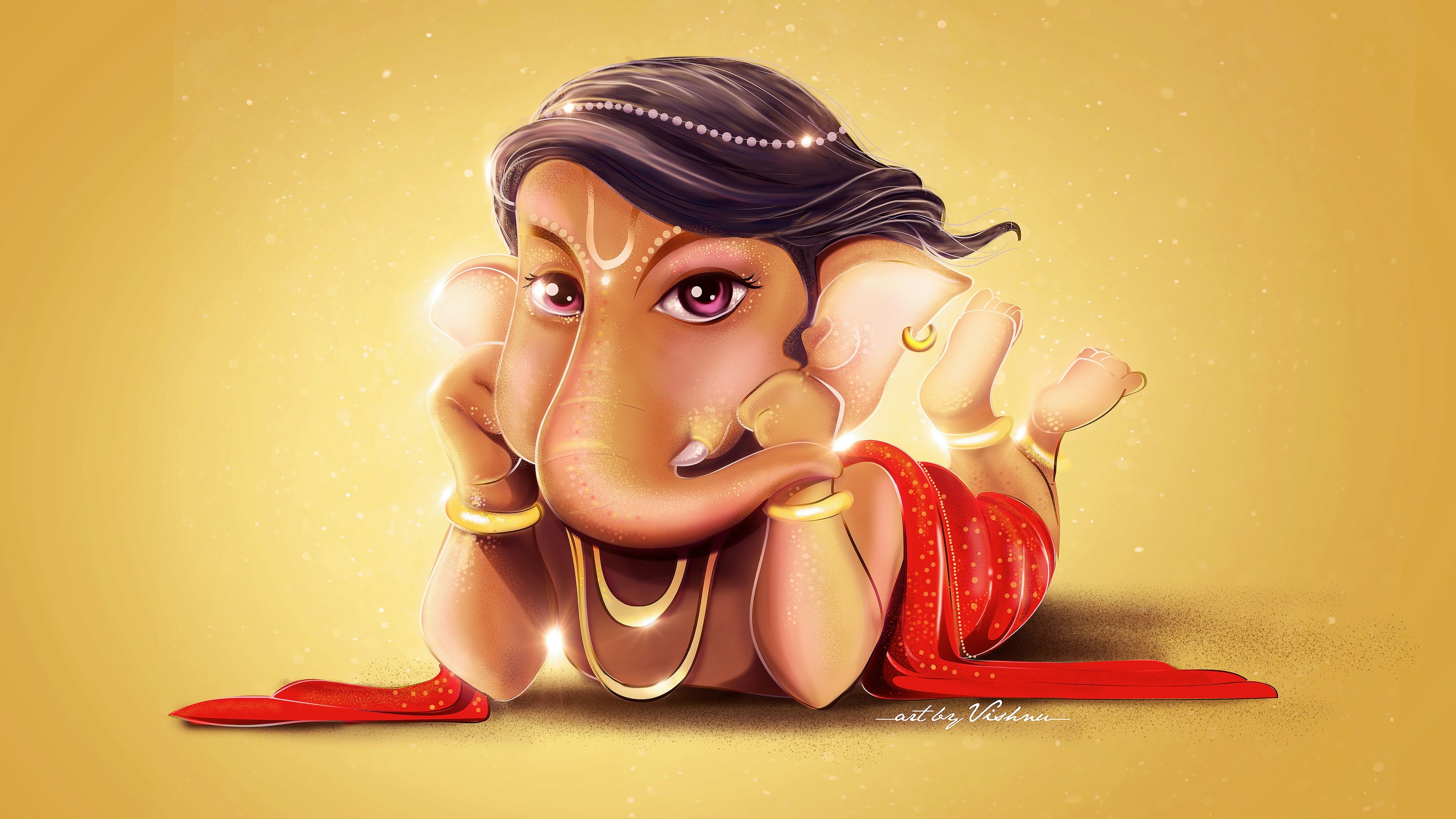 3840x2160 Lord Ganesha Wallpaper 4K, Little Ganesha, Ganapati Bappa