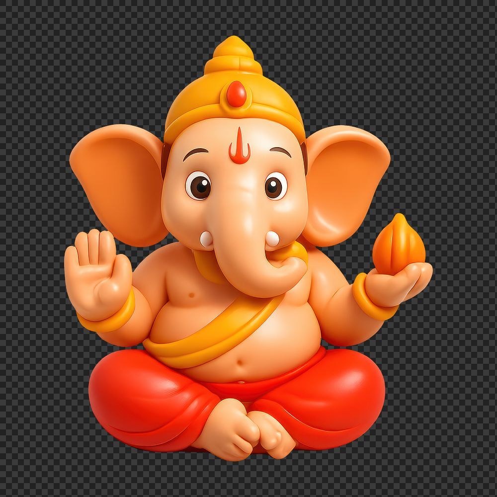 1000x1000 PNG Cute cartoon Ganesha illustration