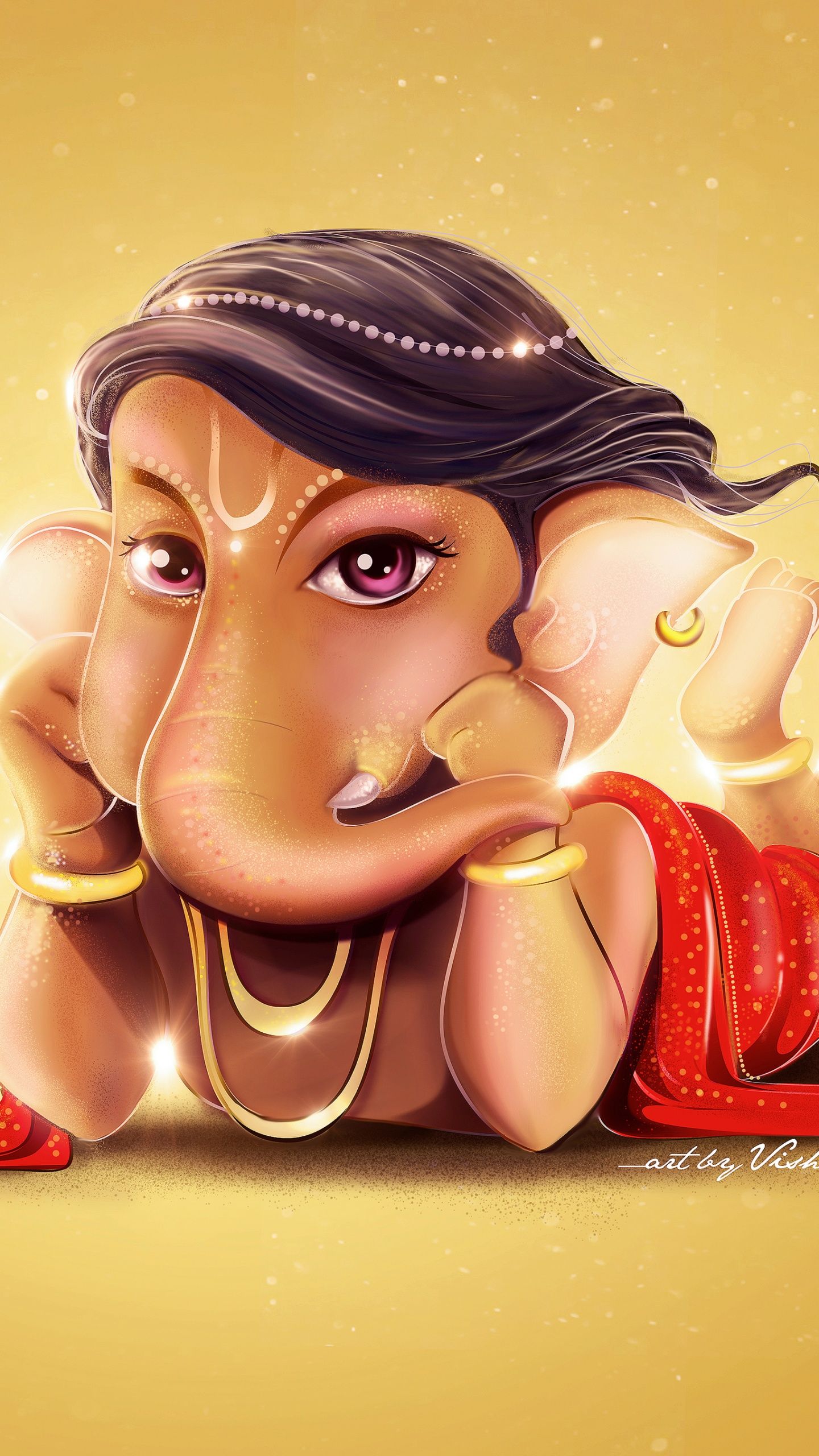 1440x2560 iPhone Cute Ganesh Wallpaper