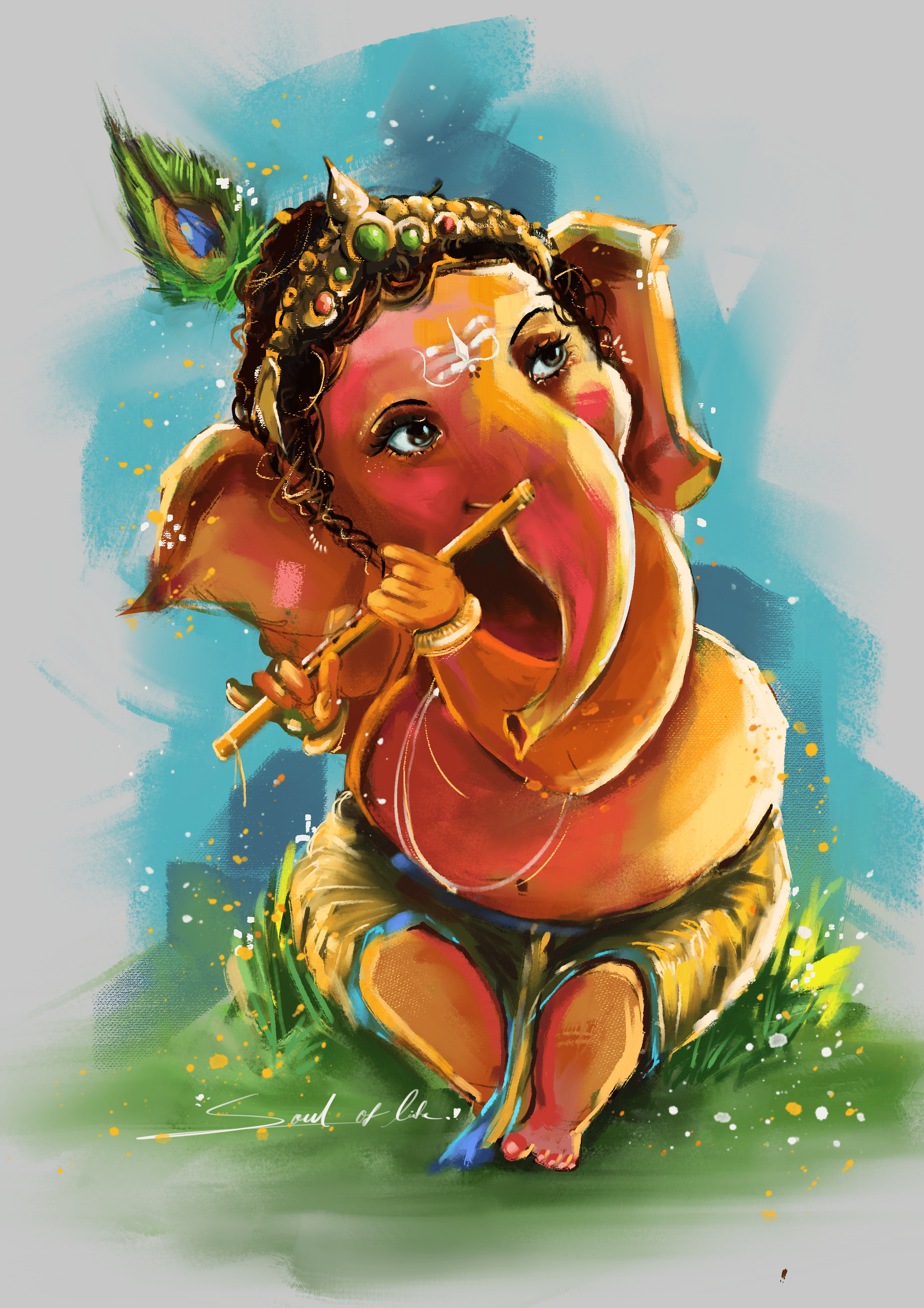 2480x3508 Drew a little Ganesh magic today