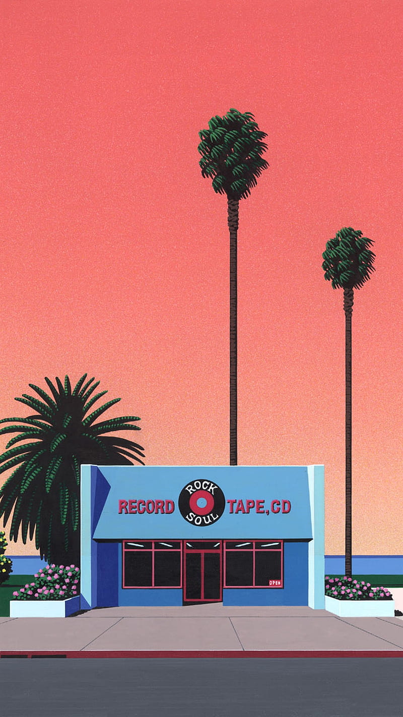 800x1422 Record Store, california, chill, hollywood, lofi, longbeach, palmtrees, sully, HD phone wallpaper