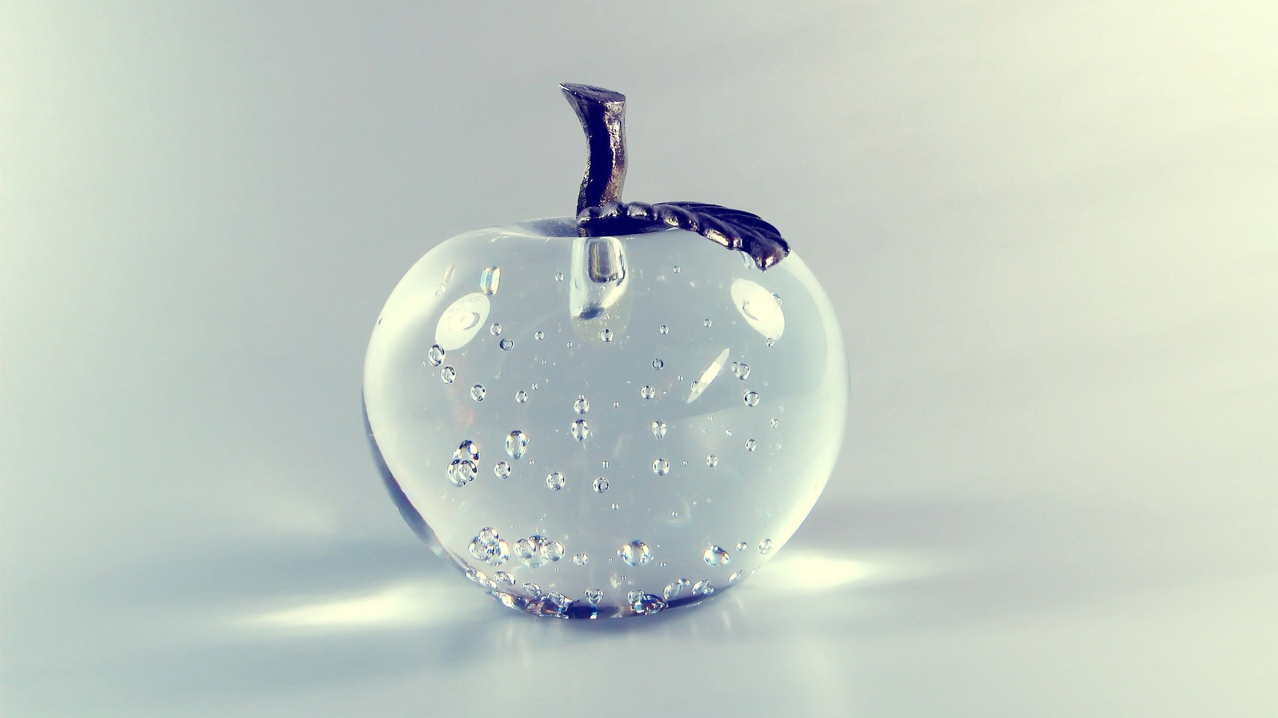 2560x1440 Transparent Image Of White Glass Apple In White Background HD Transparent Image Wallpaper