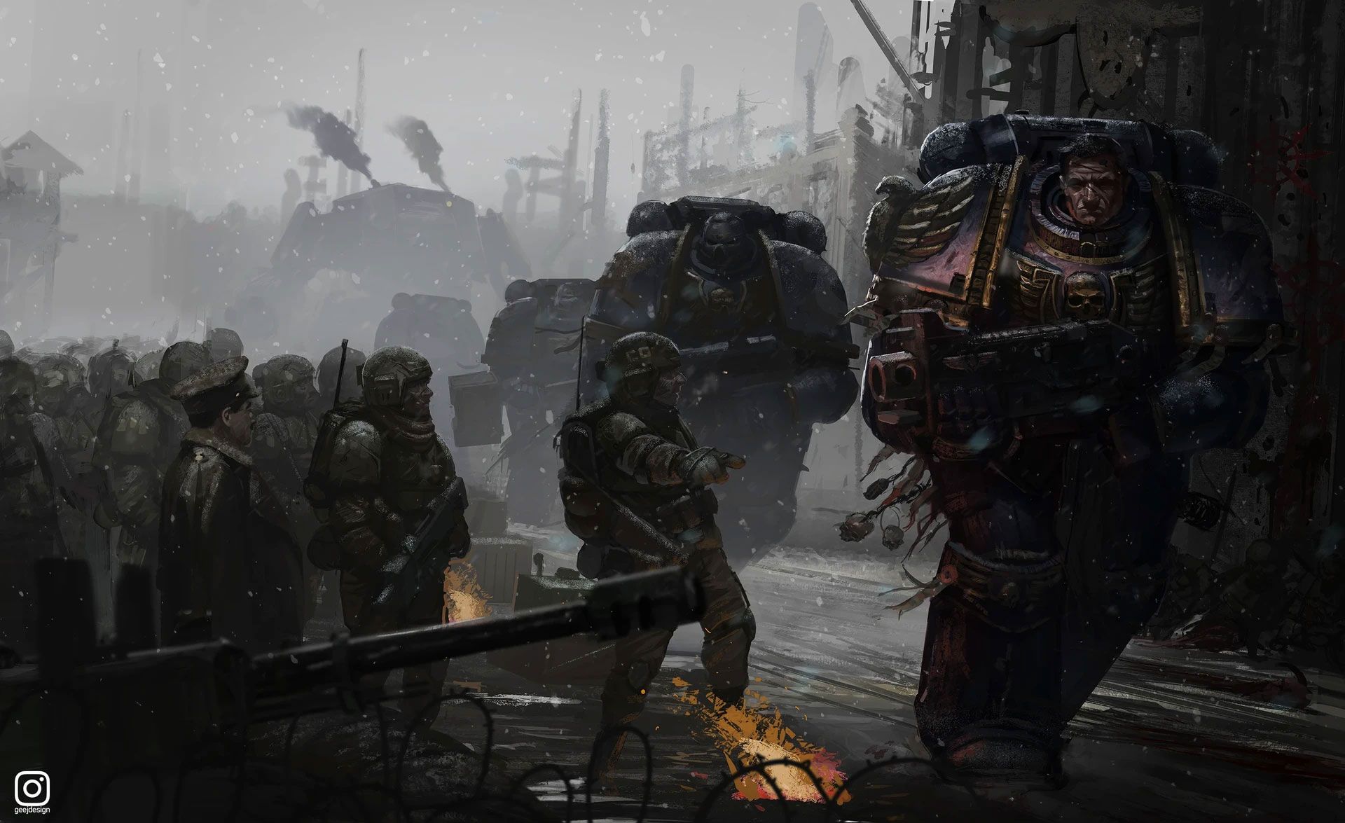 1920x1175 Cadian Shock Troops Warhammer 40K Artwork