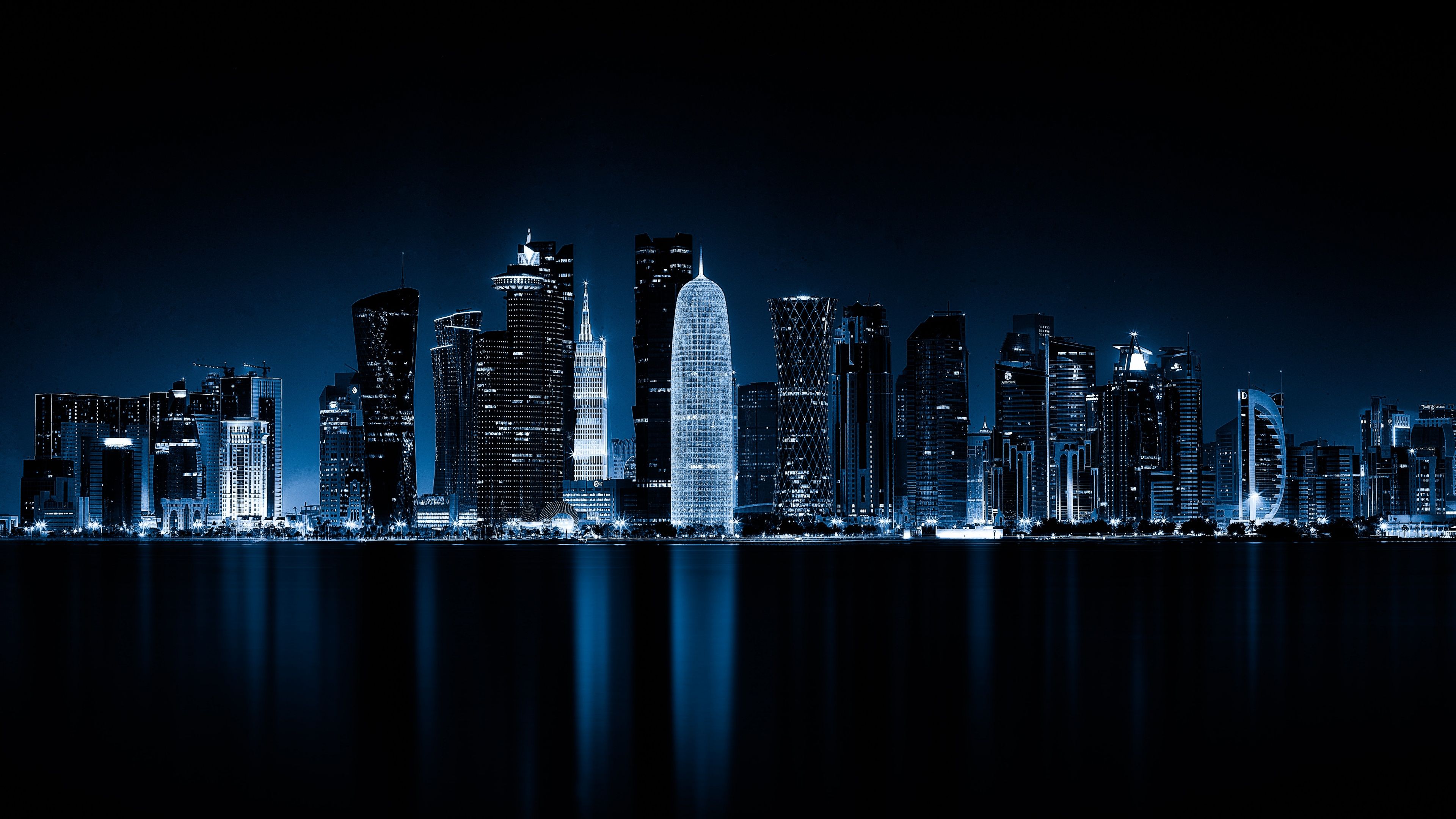 3840x2160 Doha Wallpaper 4K, Qatar, Night, Cityscape