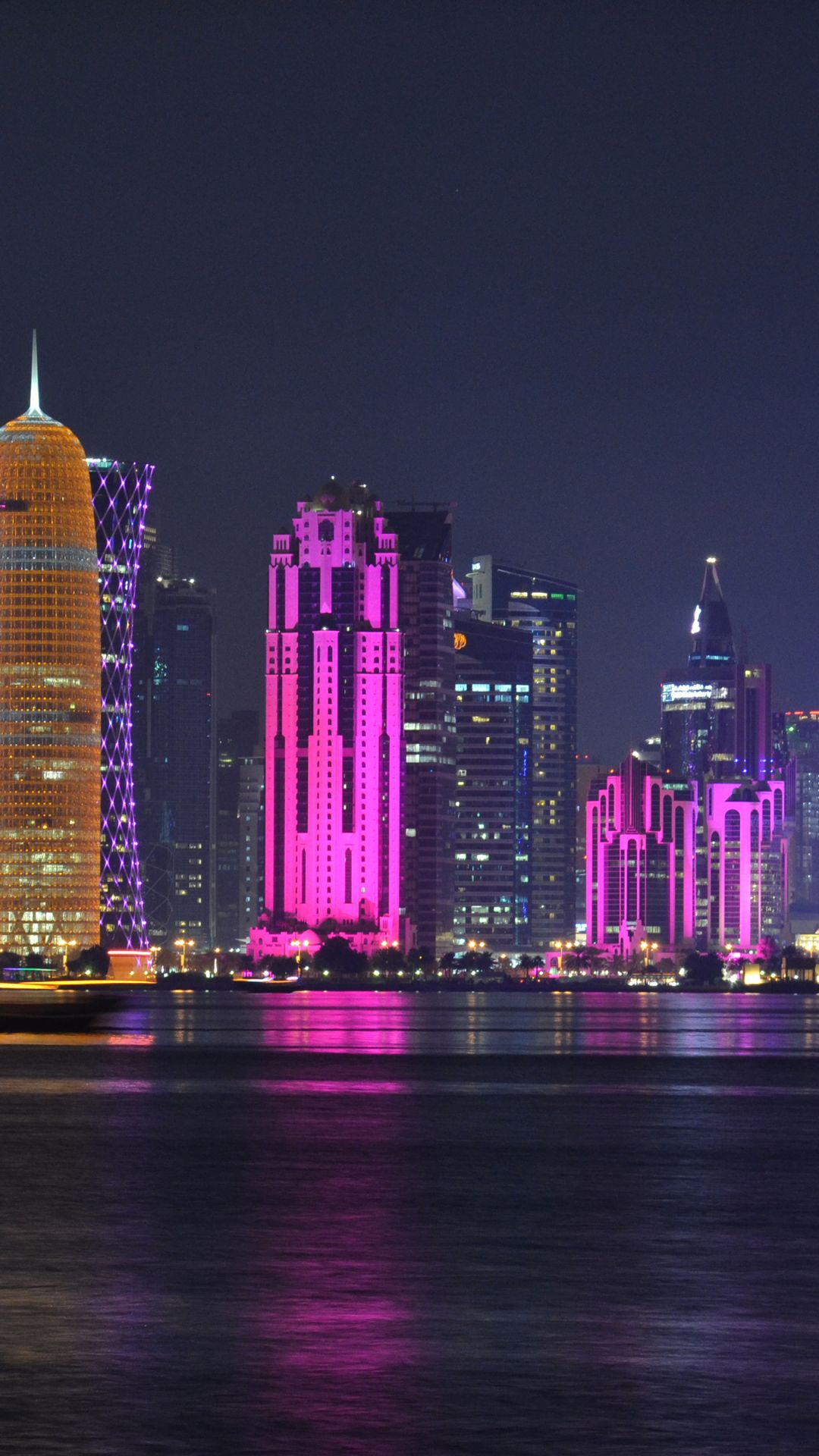 1080x1920 Phone wallpaper: Qatar, Man Made, Doha, City, Skyscraper, Light, Building, Night, Cities 1150630