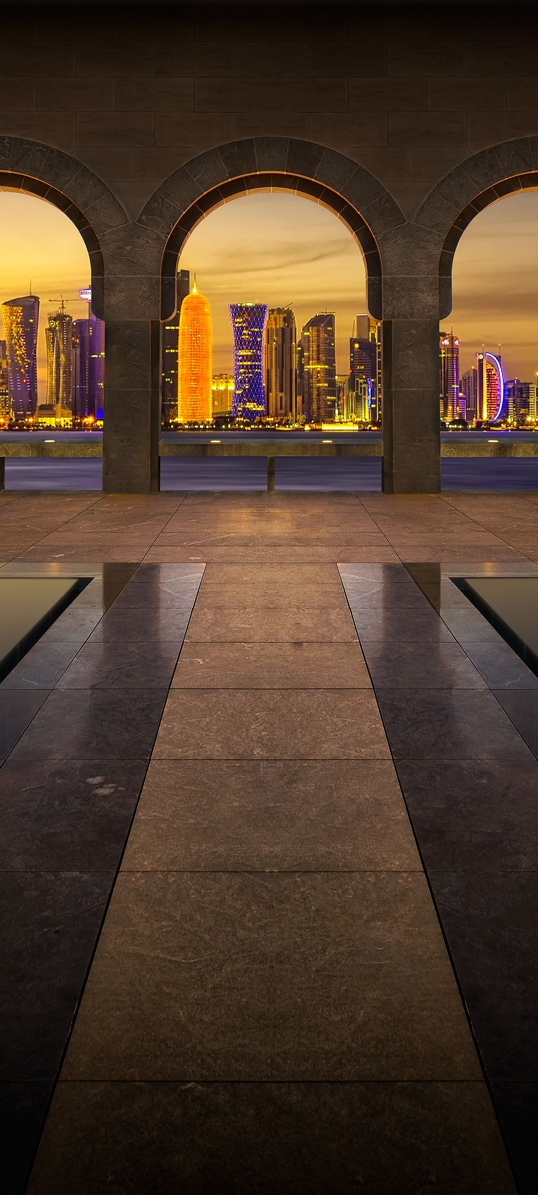 1080x2400 Museum of Islamic Art Wallpaper 4K, Doha, Qatar, Arches