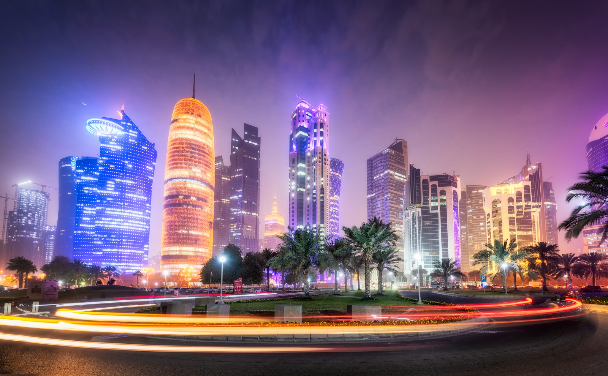 2048x1266 Panorama of Doha Bay. Qatar Art Photography