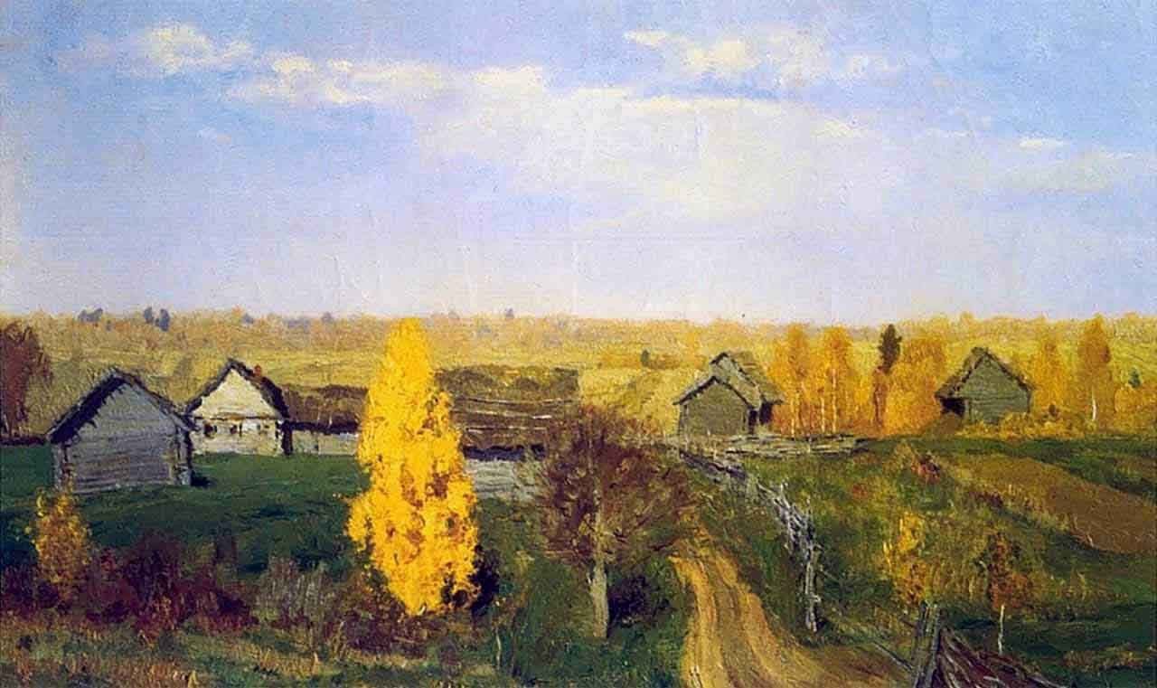 1280x761 Golden Autumn, Village By Isaac Levitan Print or Oil Painting Reproduction from Cutler Miles