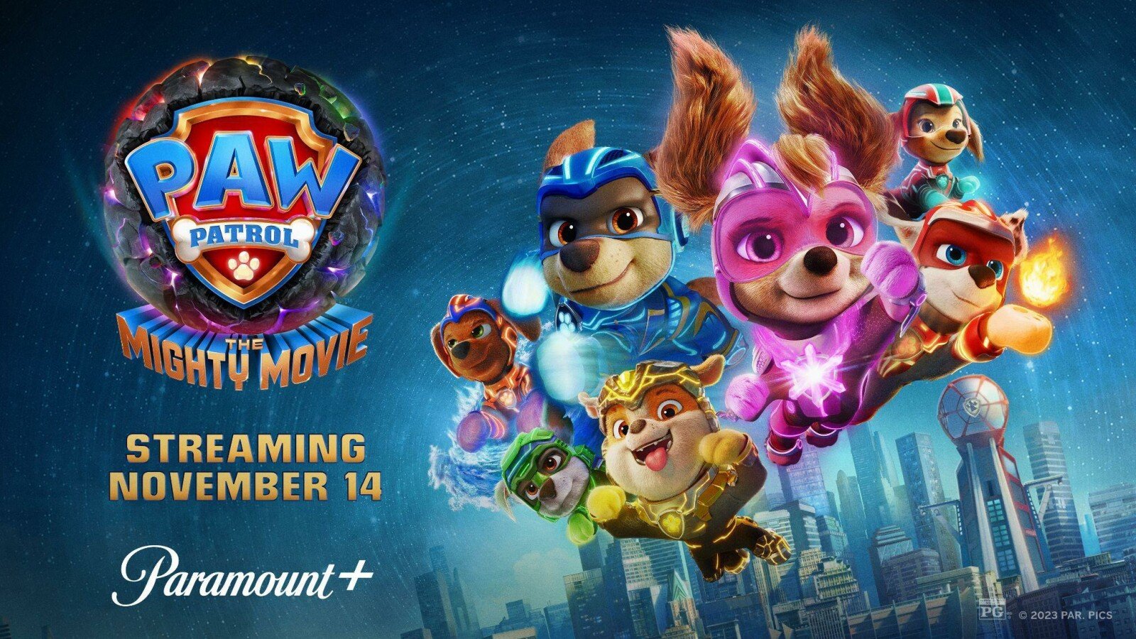 1600x900 Paramount Press Express. STREAM PAW PATROL: THE MIGHTY MOVIE™ BEGINNING NOVEMBER 14 ON PARAMOUNT+