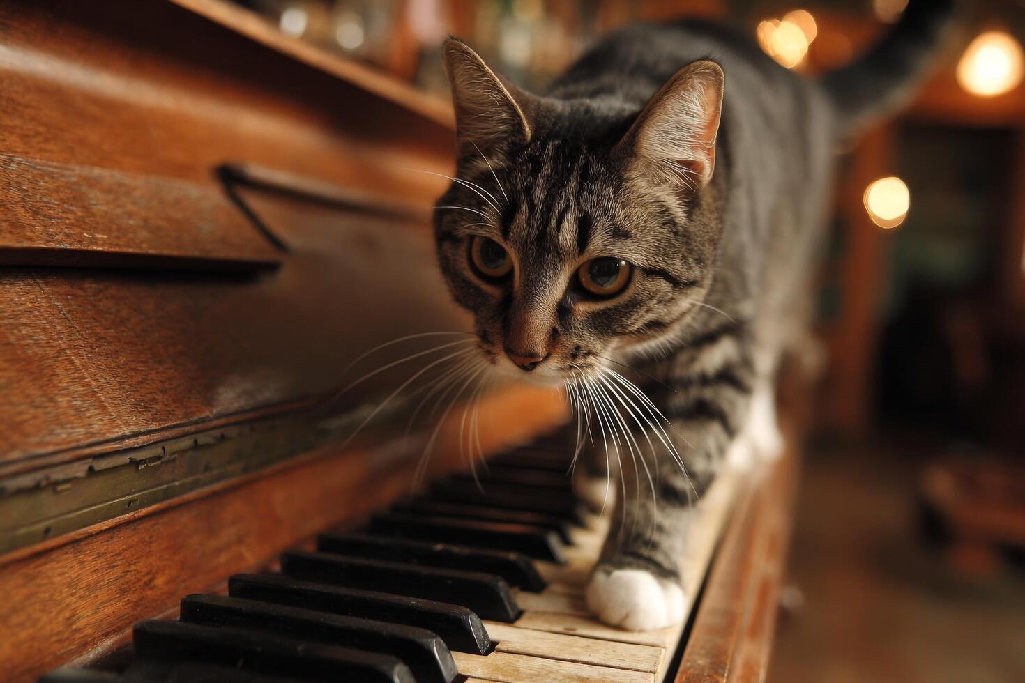 1470x980 A cat walking on top of an old piano