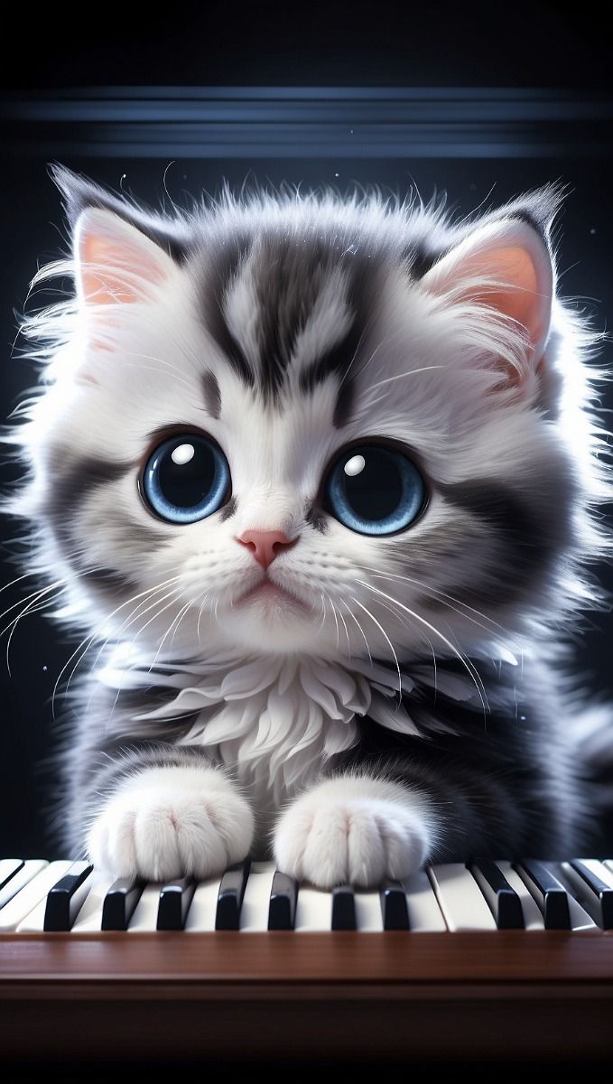 679x1200 There is a cat that is sitting on a piano keyboard