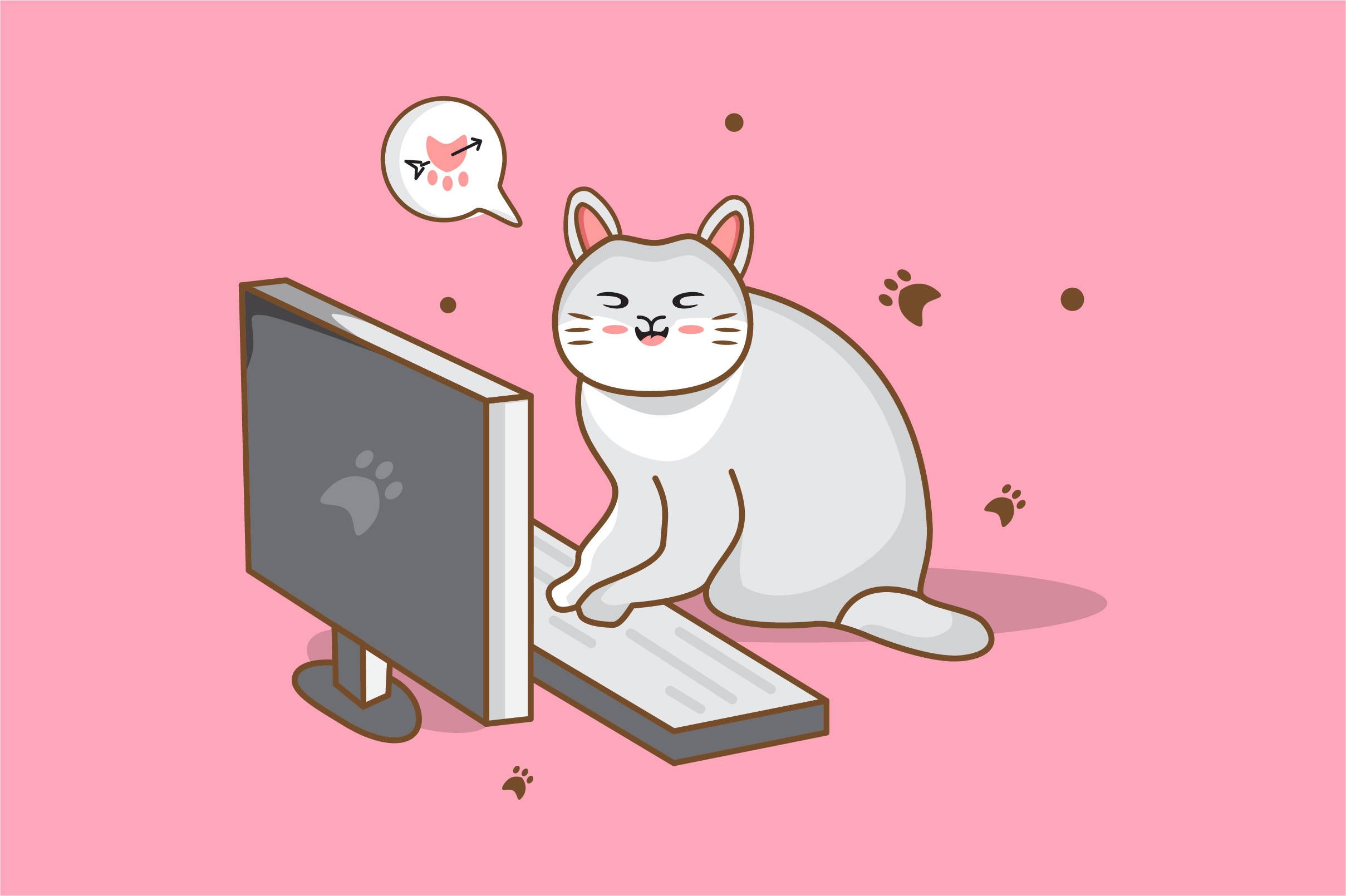 2418x1610 Download Cat Computer Keyboard Art Wallpaper