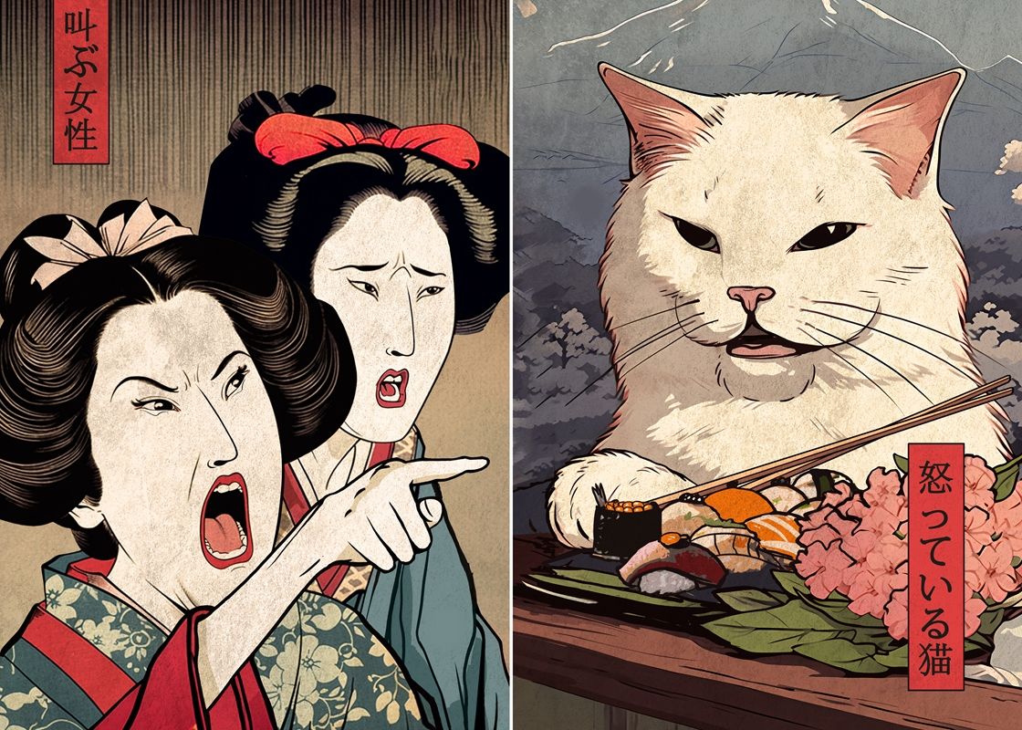1120x800 Woman Yelling At Cat posters & prints by