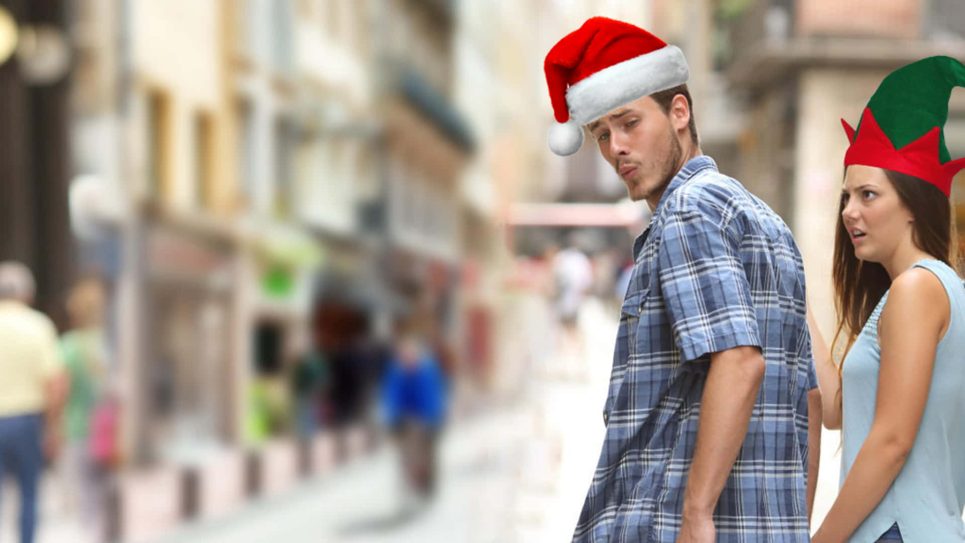 1920x1080 Download Festive Distracted Boyfriend Meme Christmas Teams Background