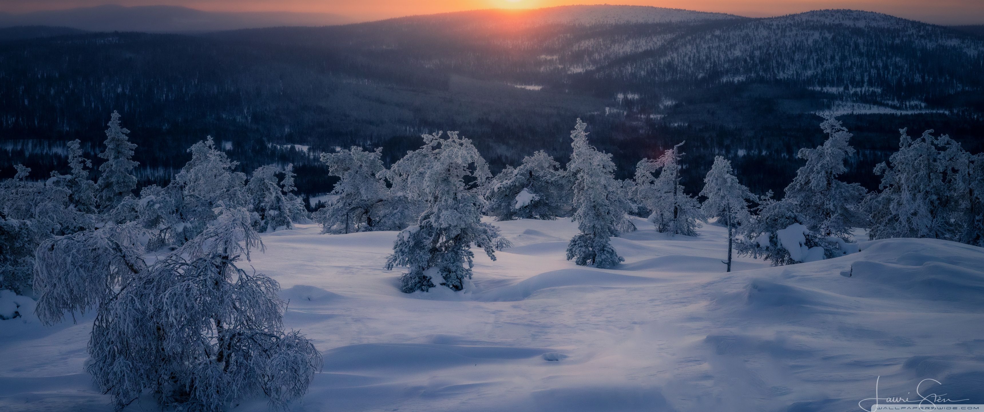 3440x1440 Snowy Splendor, A Winter Landscape in Lapland 4K UHD Wallpaper for UltraHD Desktop and TV : Widescreen and UltraWide Display