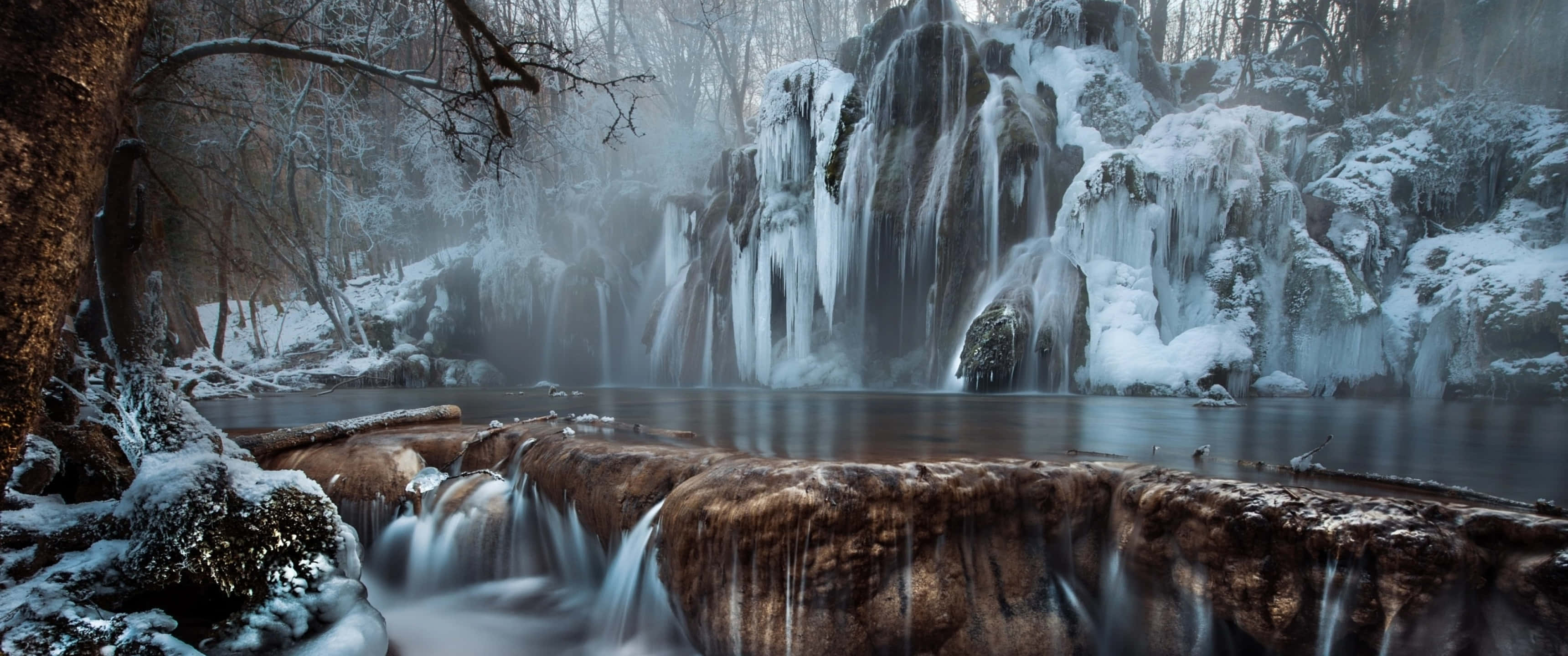3440x1440 Download 3440x1440 Winter Falls Wallpaper