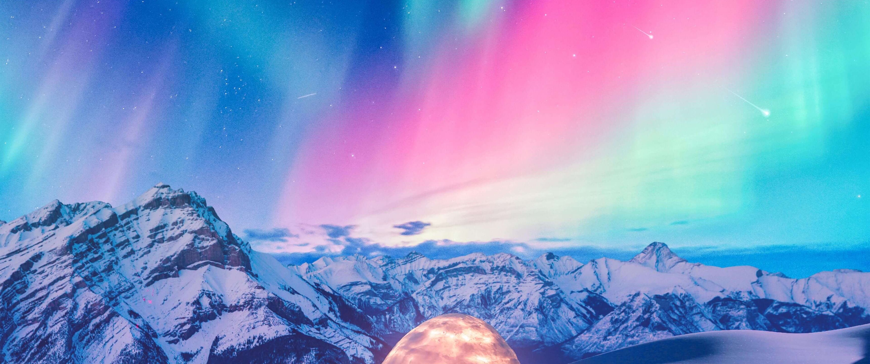 3440x1440 Snow Winter Iceland Aurora Northern Lights UltraWide Quad HD 1440P , HD 4k Wallpaper, Image, Background, Photos and Picture