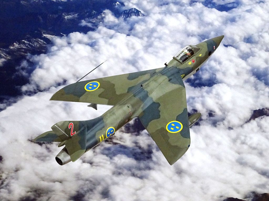 1024x768 1:72 Hawker S 34B 'Hunter'; 'Röda Två (Red Two)' of the Sw
